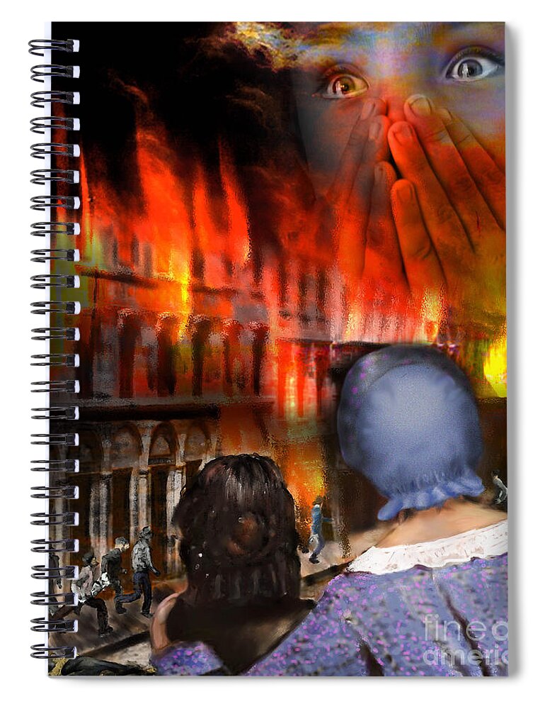 Fire Spiral Notebook featuring the digital art San Francisco Fire by Lisa Redfern