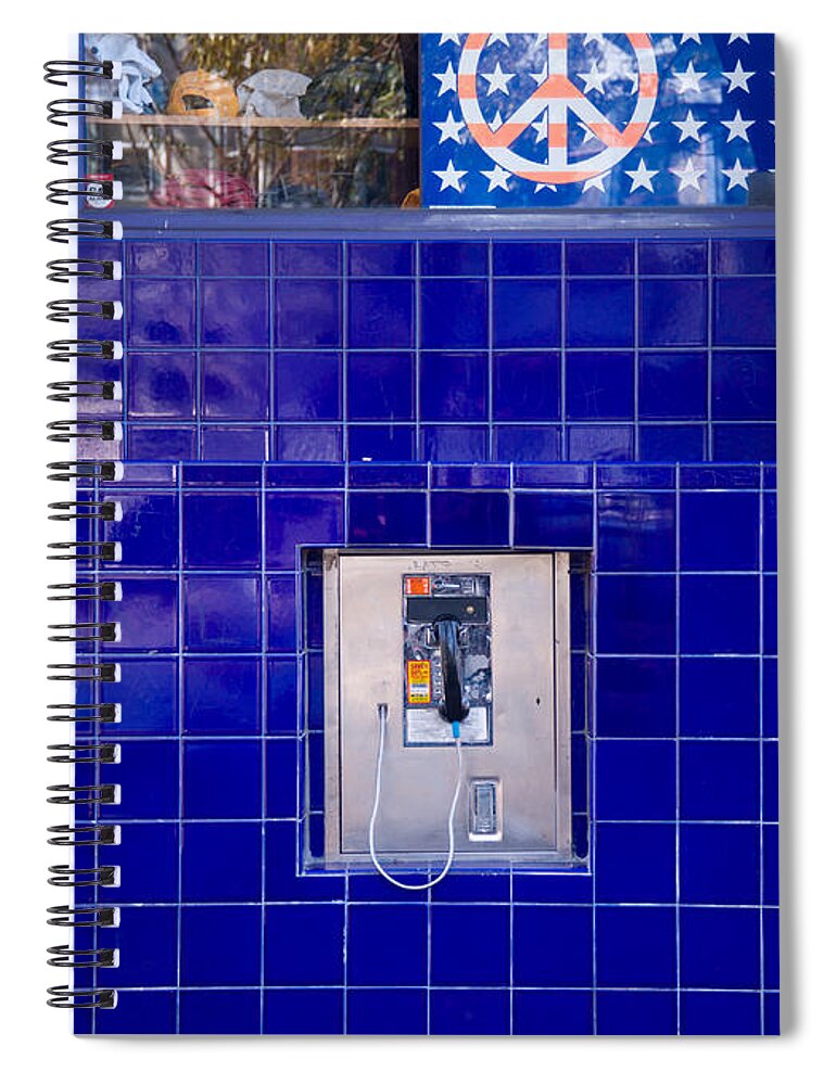 Peace Sign Spiral Notebook featuring the photograph San Francisco Pay Phone by David Smith