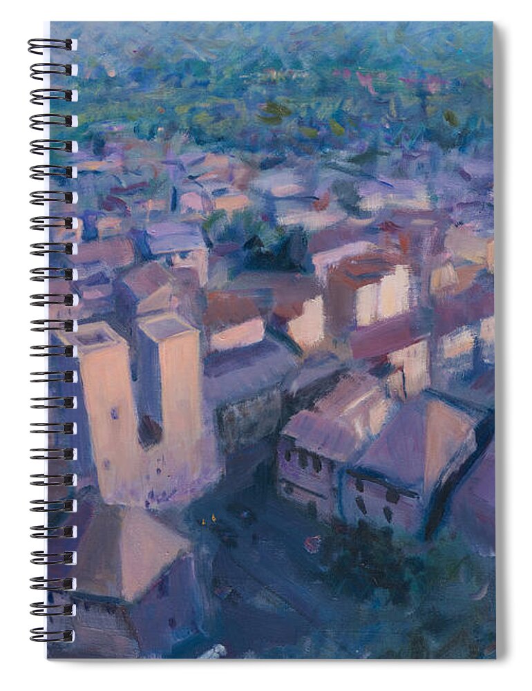 Italy Spiral Notebook featuring the painting San Gimignano by Marco Busoni