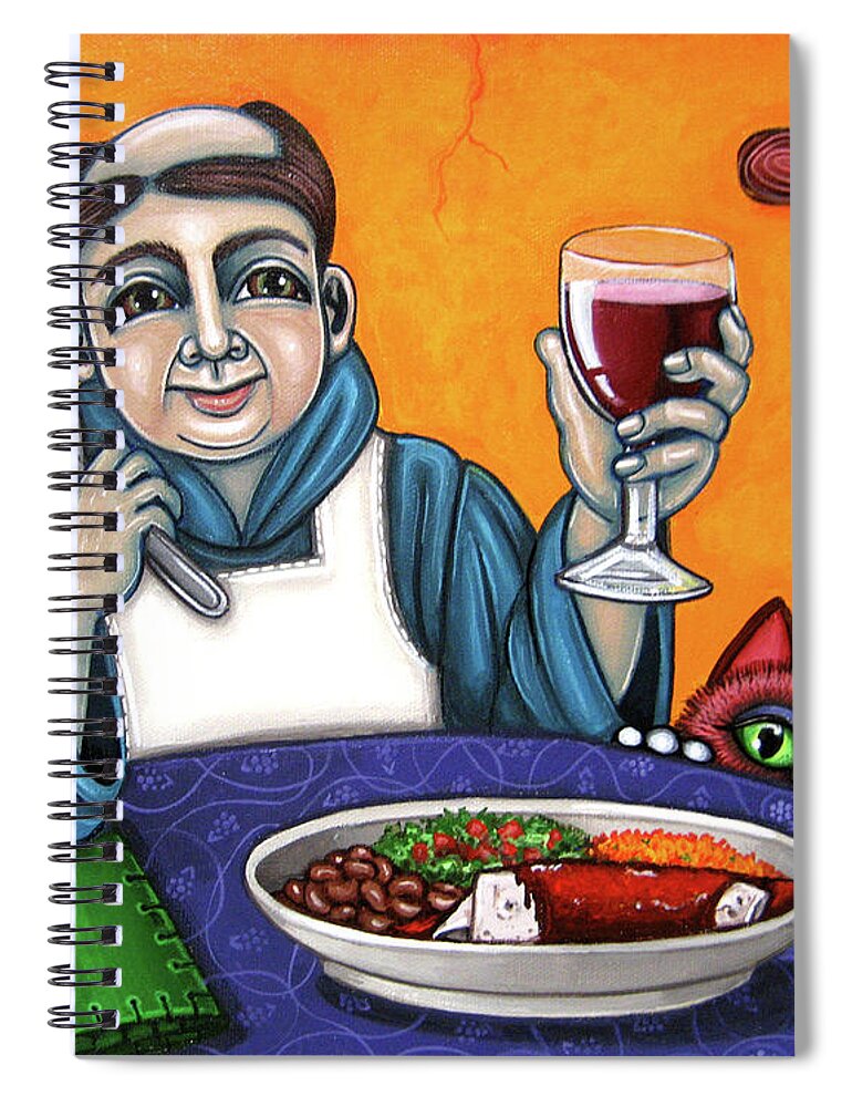 San Pascual Spiral Notebook featuring the painting San Pascual Cheers by Victoria De Almeida