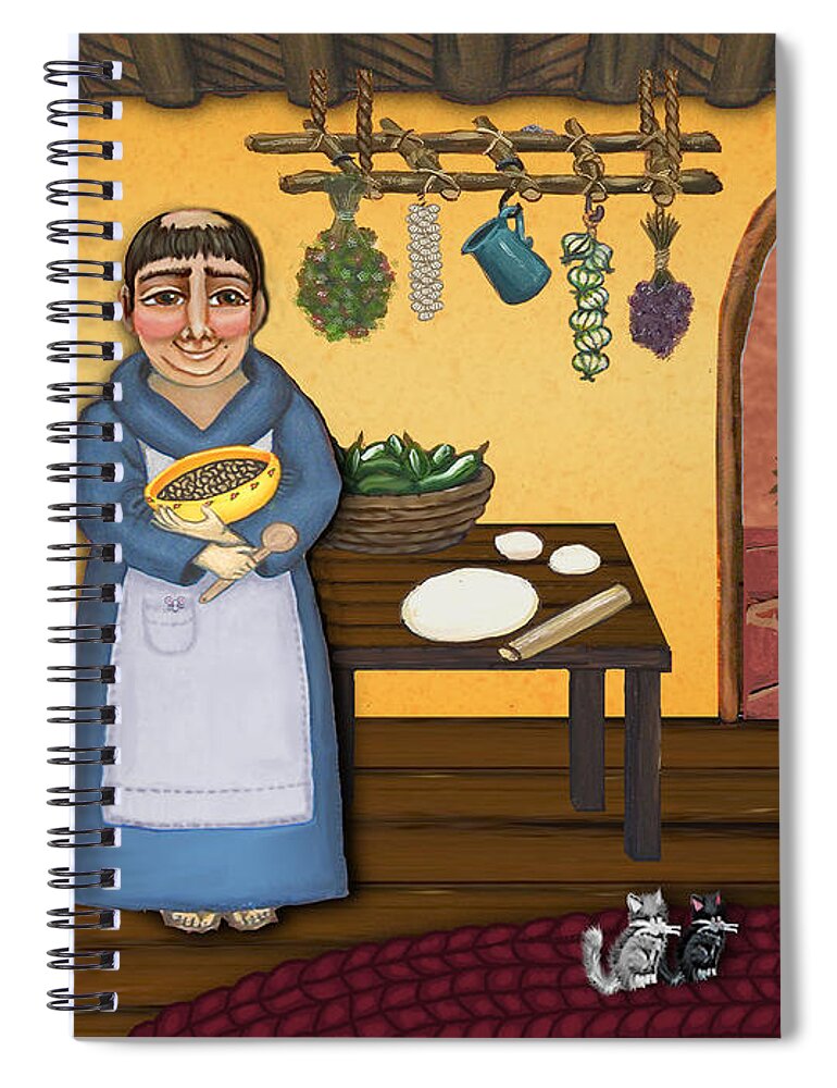 San Pascual Spiral Notebook featuring the painting San Pascuals Kitchen 2 by Victoria De Almeida