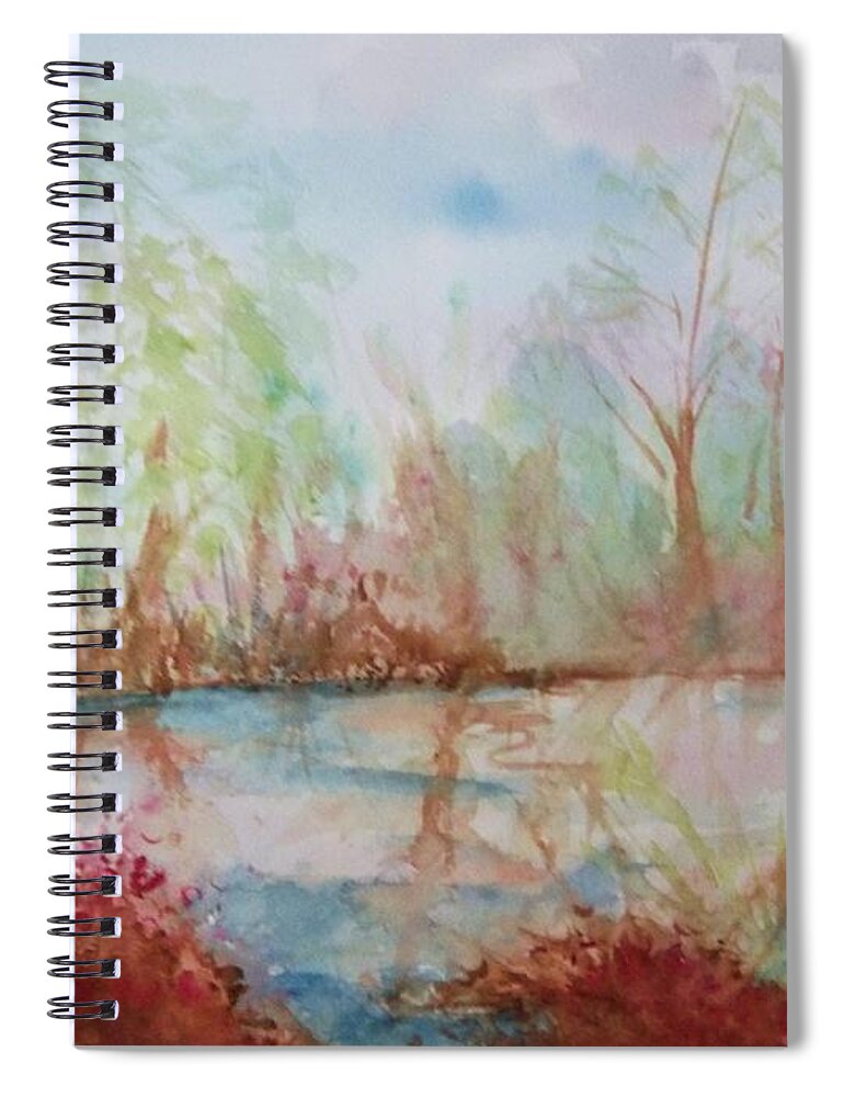 Landscape Spiral Notebook featuring the painting Sanctuary by Ellen Levinson