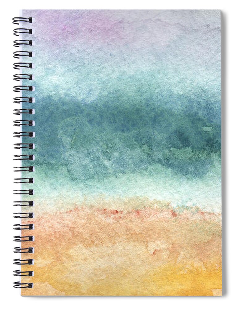 Abstract Spiral Notebook featuring the painting Sand and Sea by Linda Woods