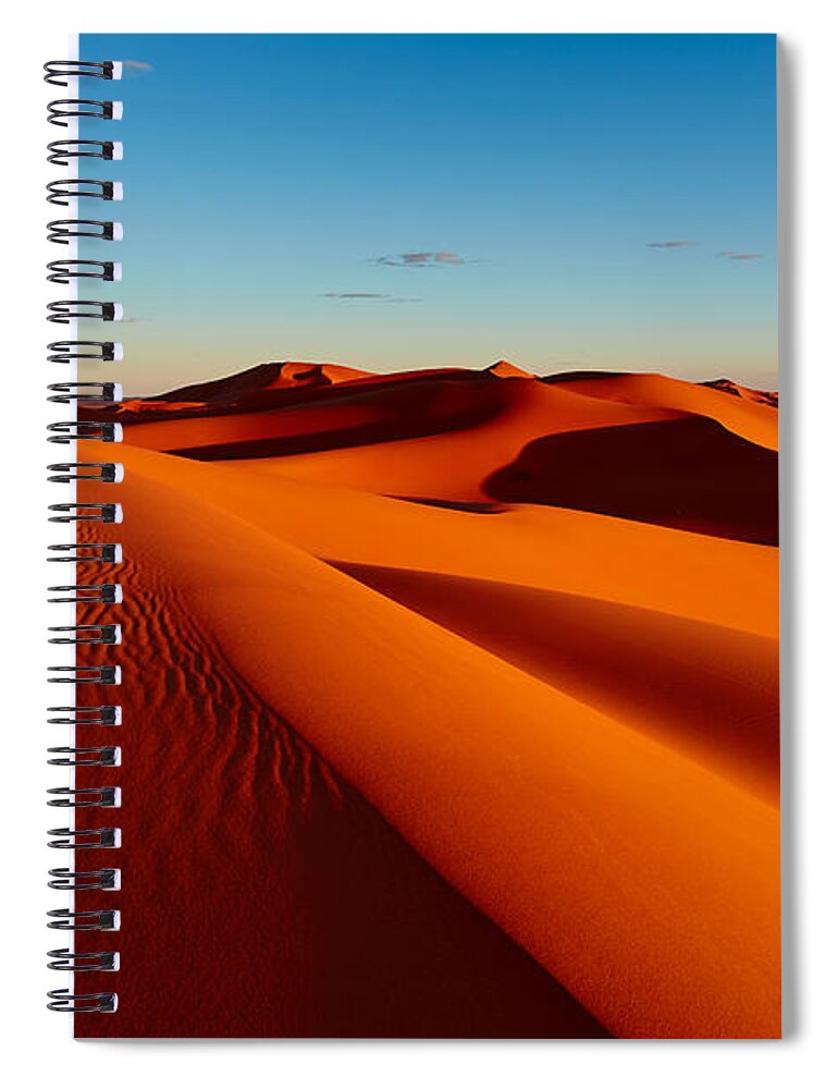 Arabia Spiral Notebook featuring the photograph Sand Dunes In The Sahara Desert by Arturnyk