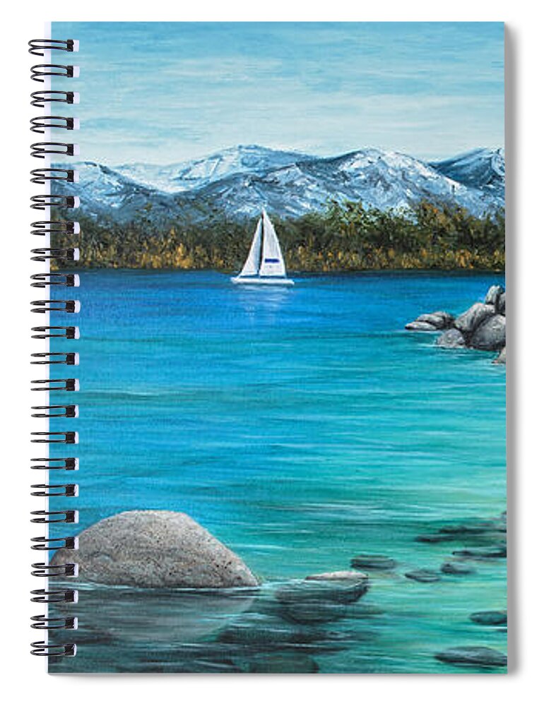 Landscape Spiral Notebook featuring the painting Sand Harbor by Darice Machel McGuire
