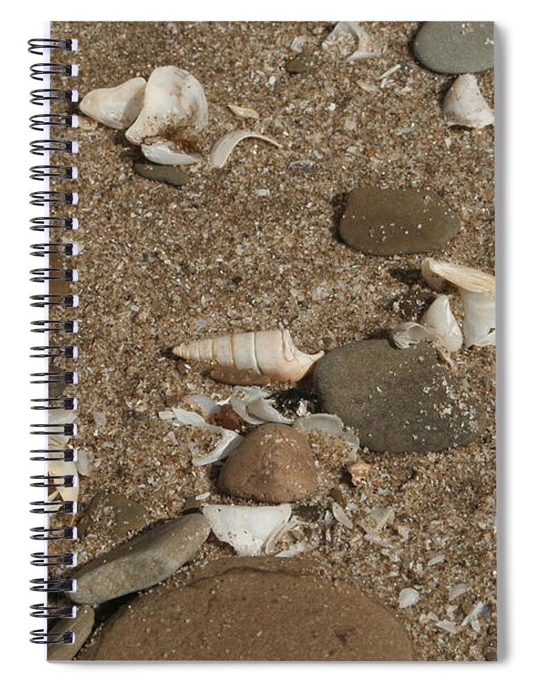 Sand Spiral Notebook featuring the photograph Sand Pebbles and Shells by Valerie Collins