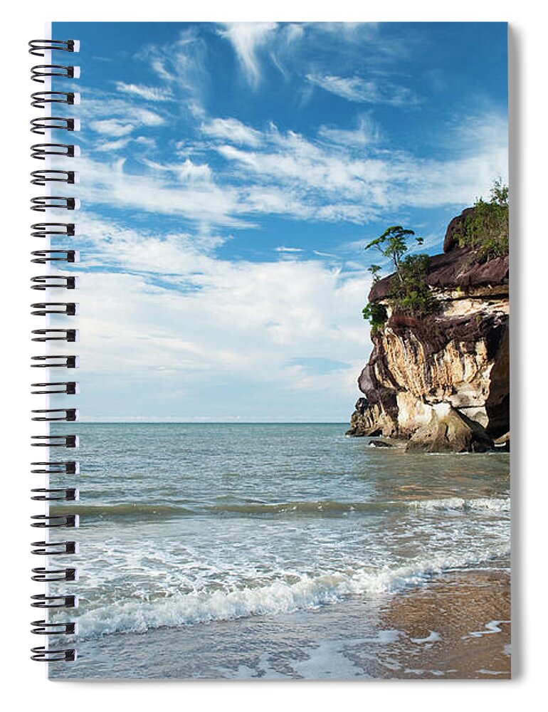 Scenics Spiral Notebook featuring the photograph Sandstone Cliffs By Ocean At Telok by Anders Blomqvist
