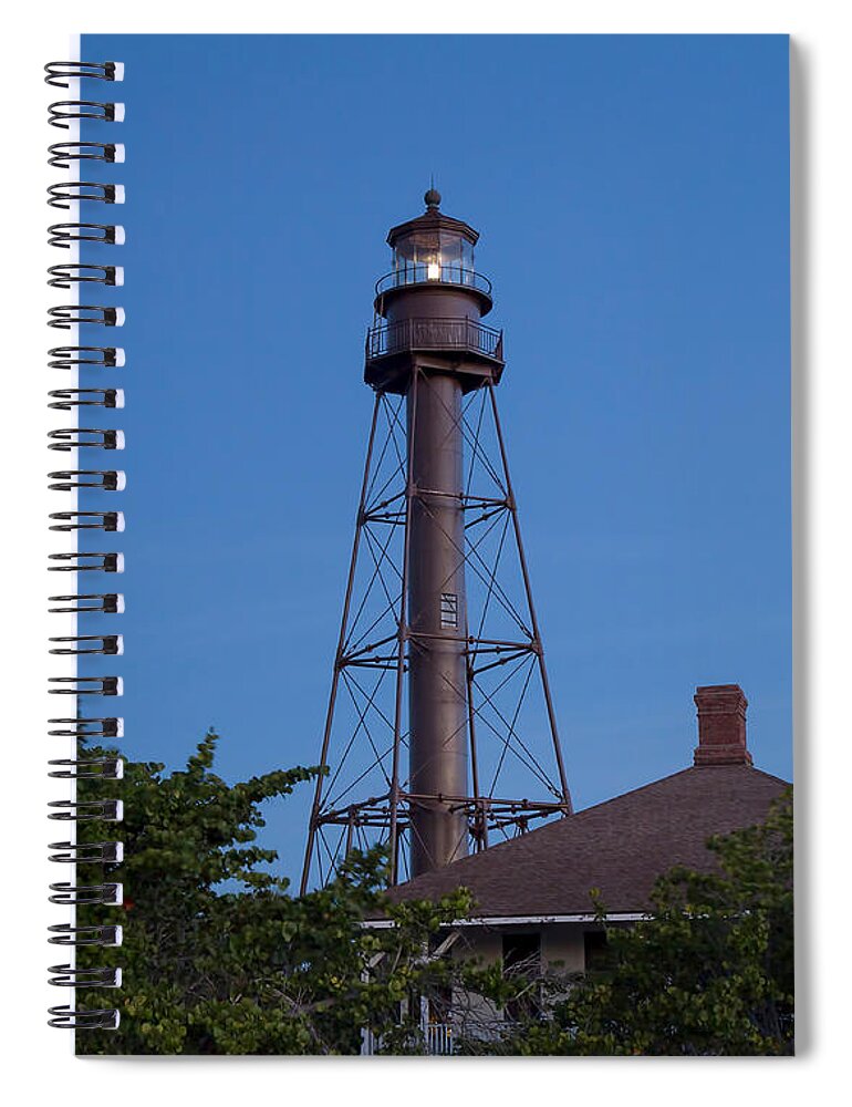 Lighthouse Spiral Notebook featuring the photograph Sanibel Island Lighthouse by Kim Hojnacki
