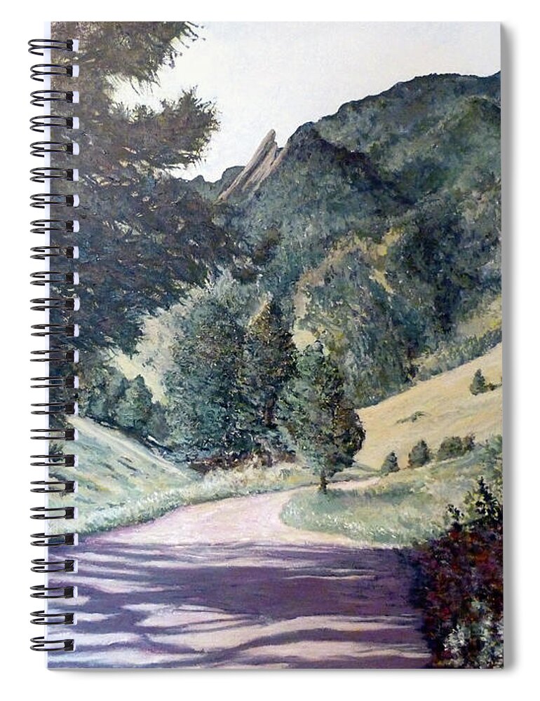 Boulder Spiral Notebook featuring the painting Sanitas Trail Boulder Colorado by Tom Roderick