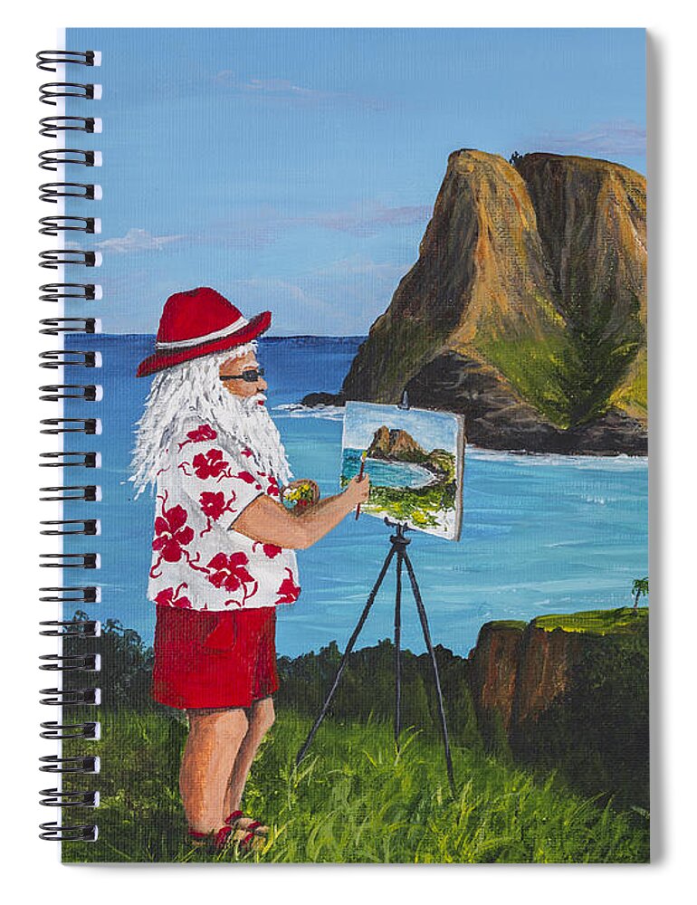 Seascape Spiral Notebook featuring the painting Santa in Kahakuloa Maui by Darice Machel McGuire