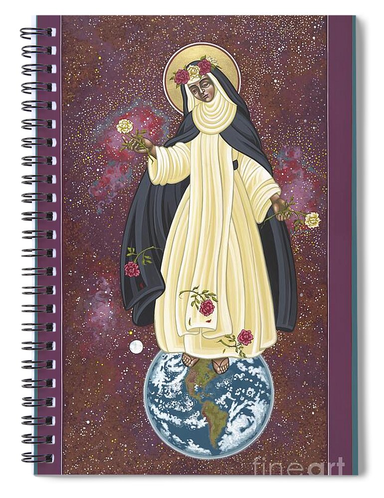 Santa Rosa Of The Cosmos Spiral Notebook featuring the painting Santa Rosa Patroness of the Americas 166 by William Hart McNichols