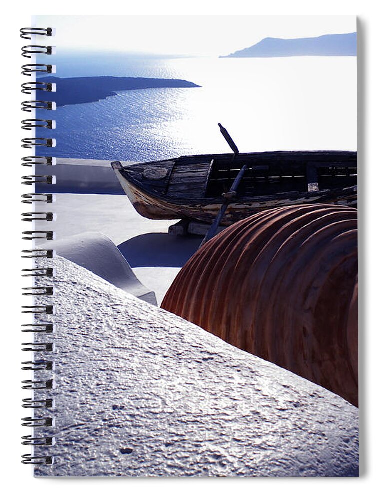Coletteguggenheim Spiral Notebook featuring the photograph Santorini Island Early Sunset View Greece by Colette V Hera Guggenheim