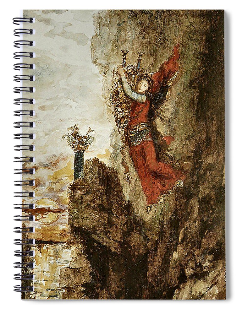Gustave Moreau Spiral Notebook featuring the painting Sappho in Lefkada by Gustave Moreau