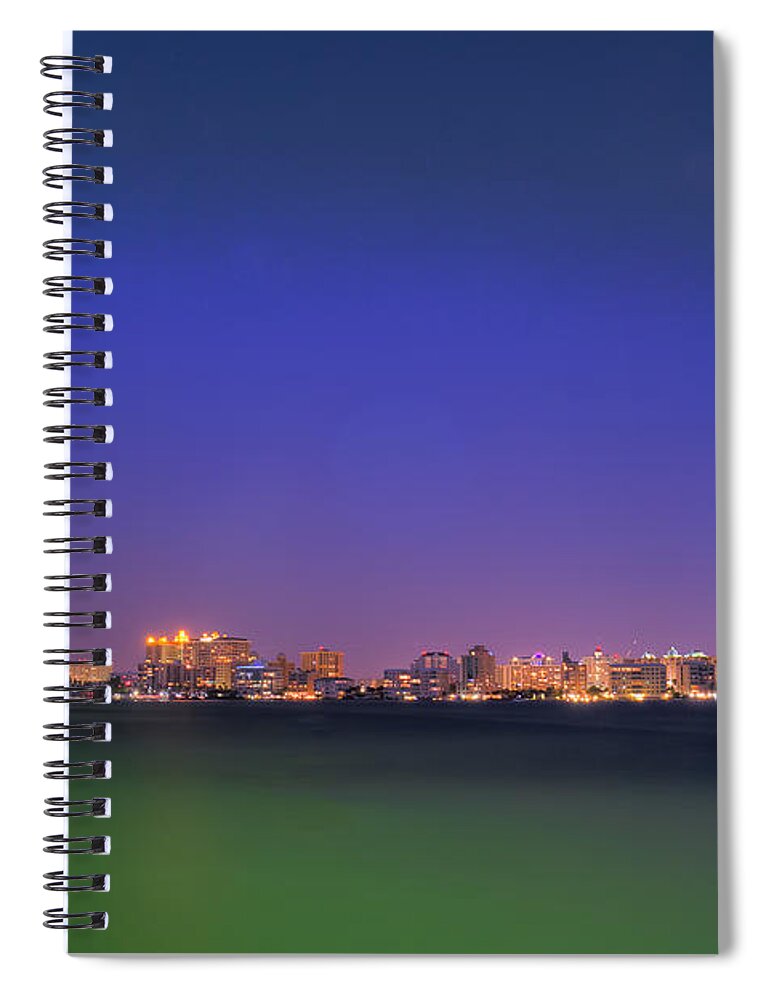 Fl Spiral Notebook featuring the photograph Sarasota Skyline and Ringling Causeway by Sue Karski