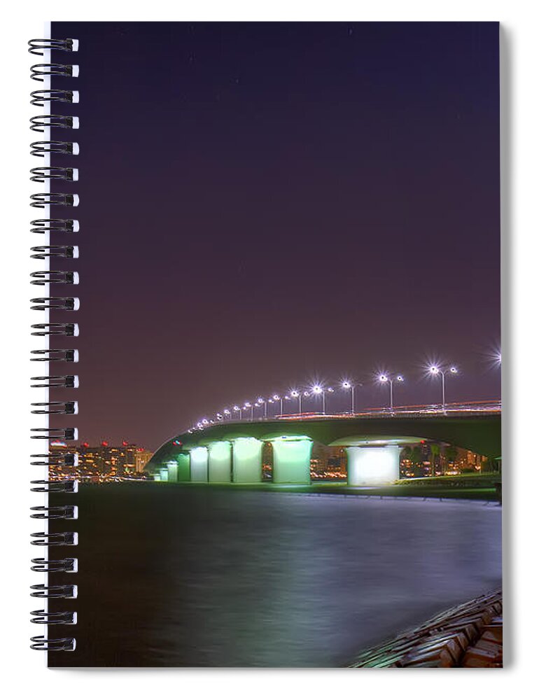 Fl Spiral Notebook featuring the photograph Sarasota Skyline at Night by Sue Karski