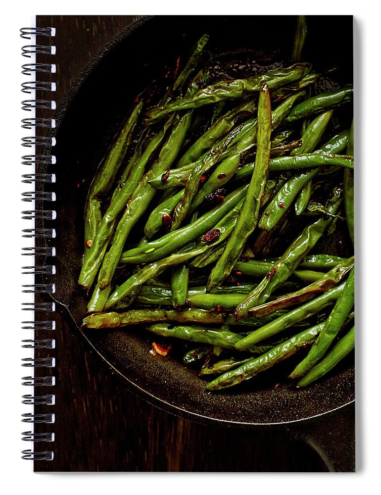 Bean Spiral Notebook featuring the photograph Sauteed String Beans by Joseph Clark