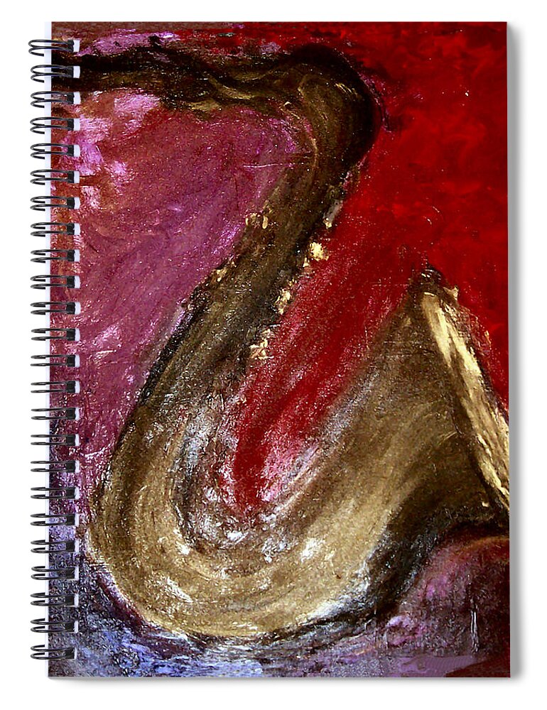 American Spiral Notebook featuring the painting Saxophone by Carol Stanley