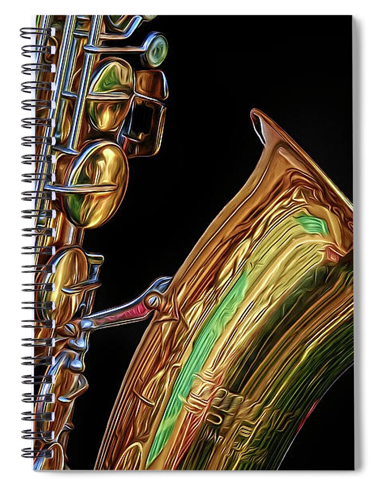 Saxophone Spiral Notebook featuring the photograph Saxophone by Dave Mills