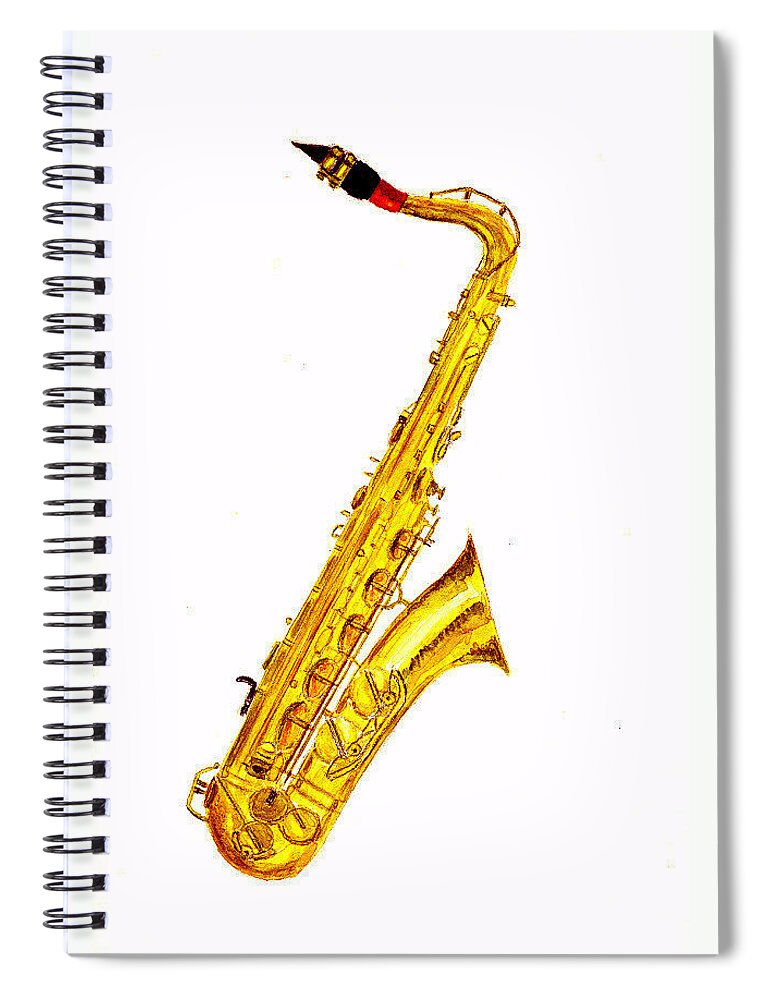 Saxophone Spiral Notebook featuring the painting Saxophone by Michael Vigliotti