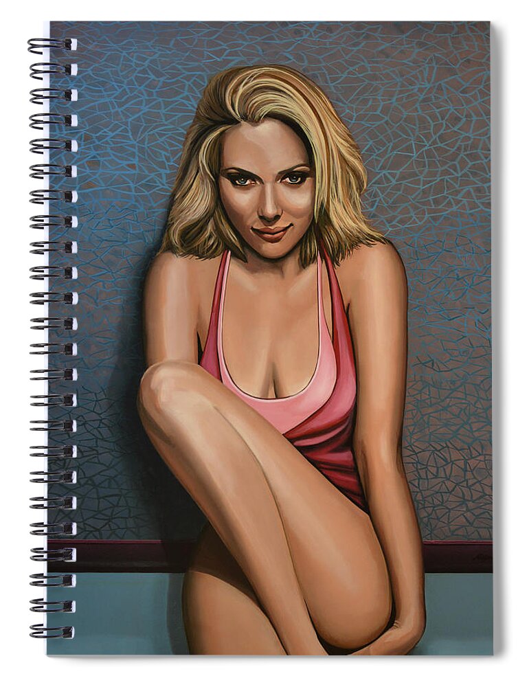 Scarlett Johansson Spiral Notebook featuring the painting Scarlett Johansson by Paul Meijering