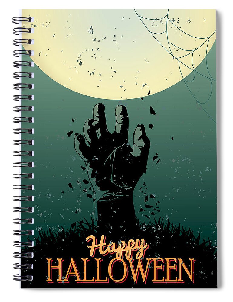 Halloween Spiral Notebook featuring the painting Scary Halloween by Gianfranco Weiss