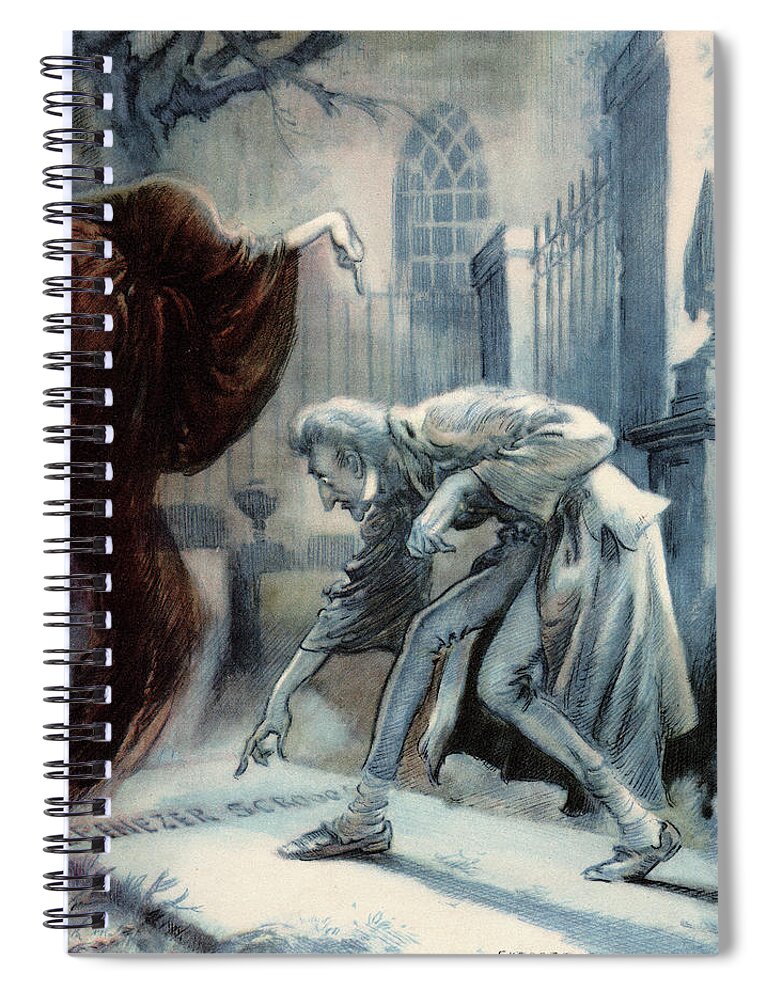 Vertical Spiral Notebook featuring the painting Scene From Charles Dickens Christmas by Vintage Images