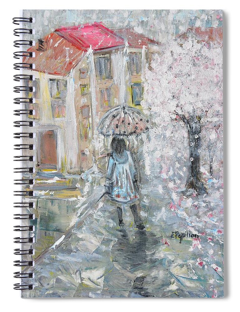 Spring Spiral Notebook featuring the painting Scent of Spring by Evelina Popilian