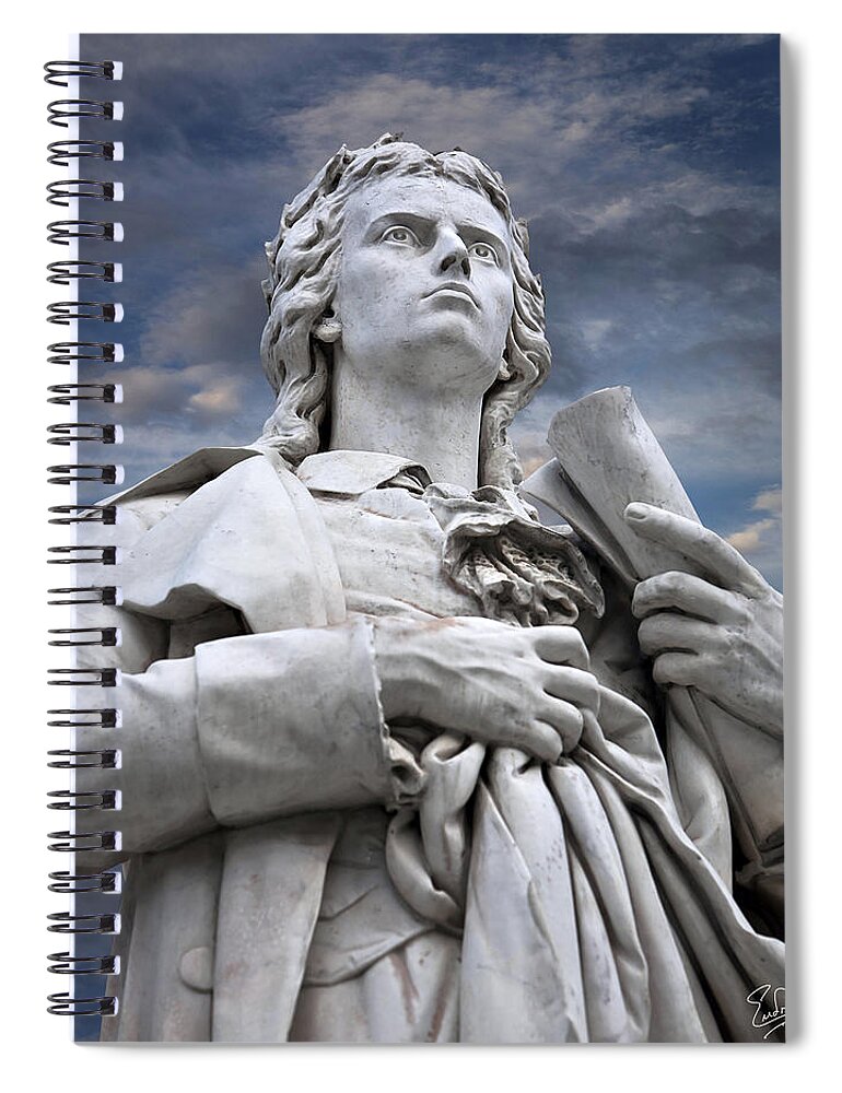 Endre Spiral Notebook featuring the photograph Schiller's Statue In Berlin by Endre Balogh