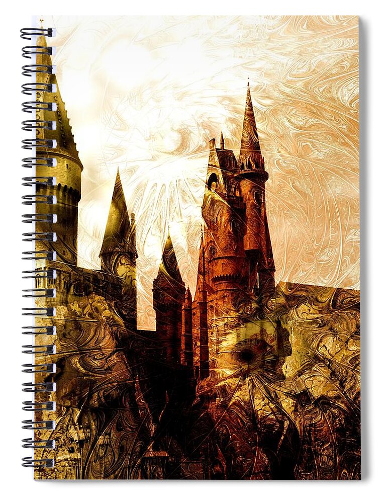 Malakhova Spiral Notebook featuring the digital art School of Magic by Anastasiya Malakhova