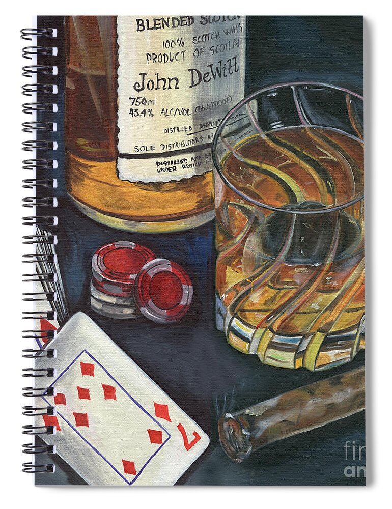 Scotch Spiral Notebook featuring the painting Scotch and Cigars 4 by Debbie DeWitt