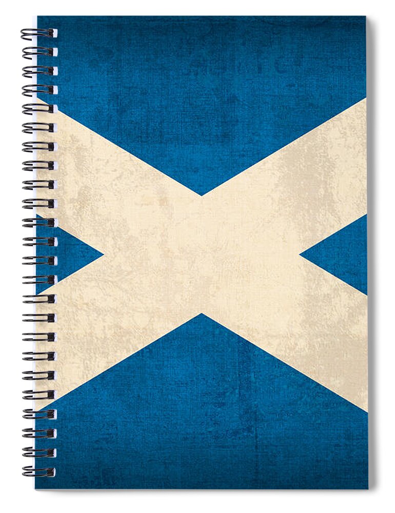 Scotland Flag Vintage Distressed Finish Spiral Notebook featuring the mixed media Scotland Flag Vintage Distressed Finish by Design Turnpike