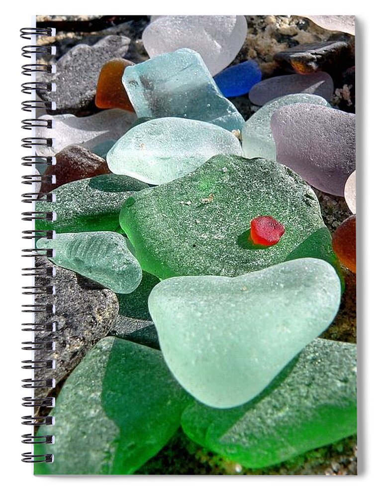 Janice Drew Spiral Notebook featuring the photograph Sea glass in multicolors by Janice Drew