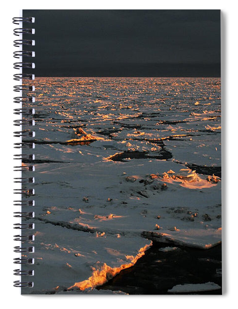 Aerial Spiral Notebook featuring the photograph Sea Ice St Sunset by Carleton Ray