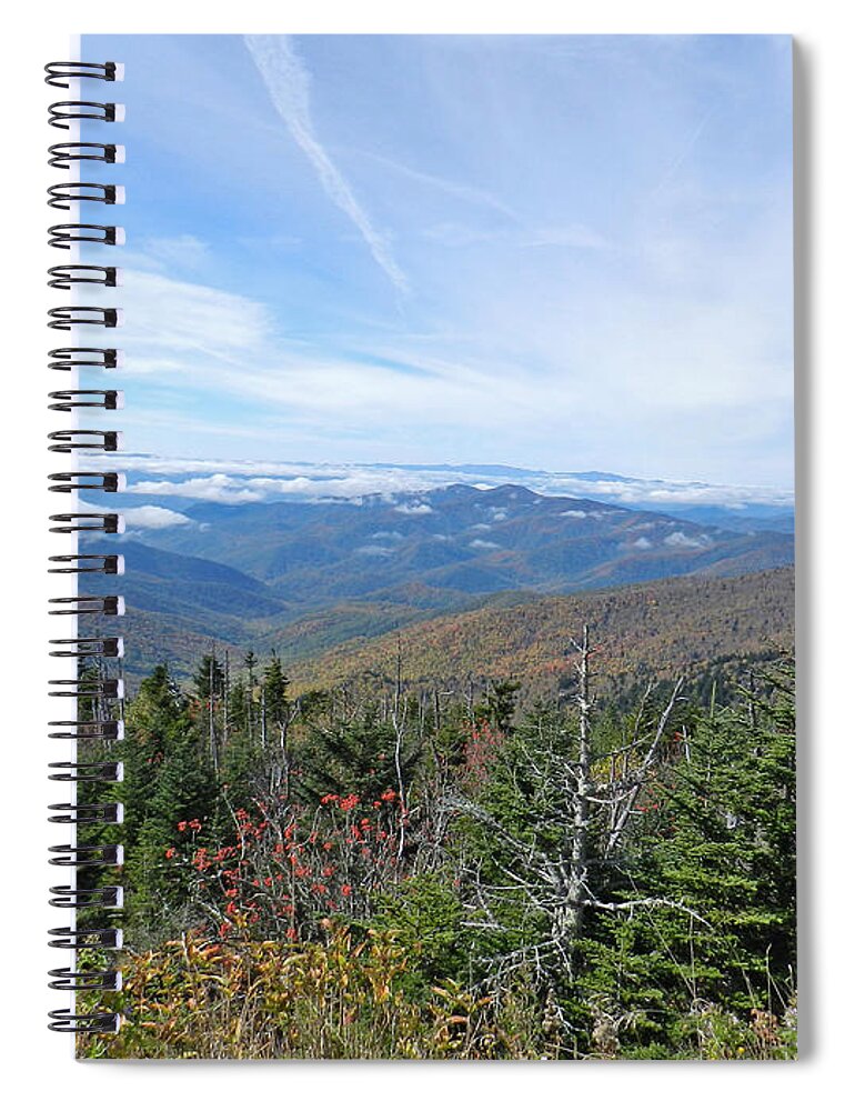 Clingman's Dome Spiral Notebook featuring the photograph Sea of Mountains by Deborah Ferree