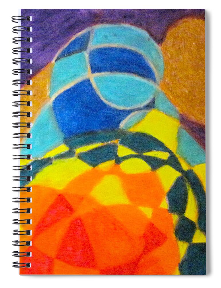 Brown Spiral Notebook featuring the drawing Sea Turtle on Earth 2 by Steve Sommers