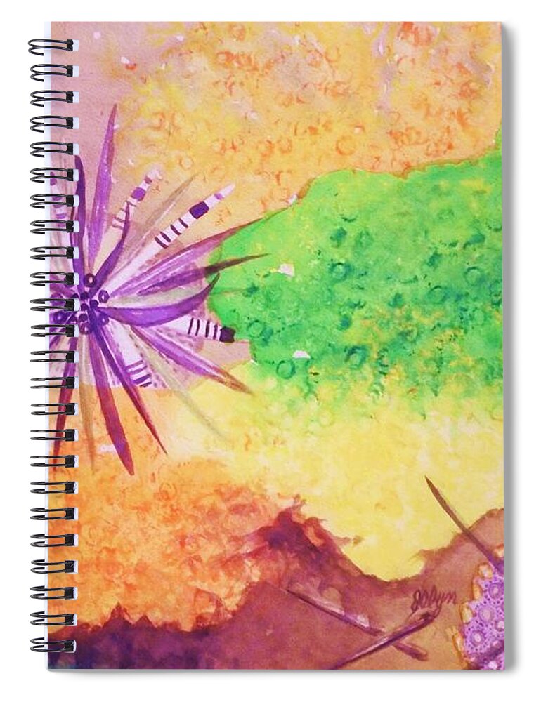 Sea Urchin.spiny Spiral Notebook featuring the painting Sea Urchins - Abstract by Ellen Levinson