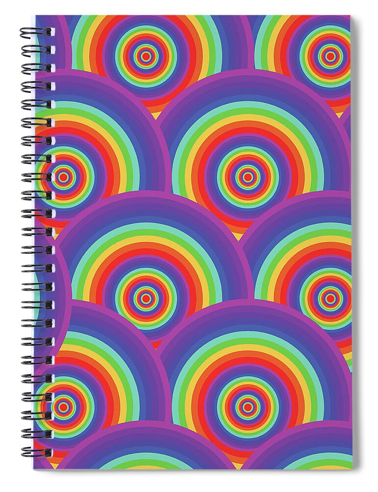 Curve Spiral Notebook featuring the digital art Seamless Psychedelic Rainbow Texture by Veleri