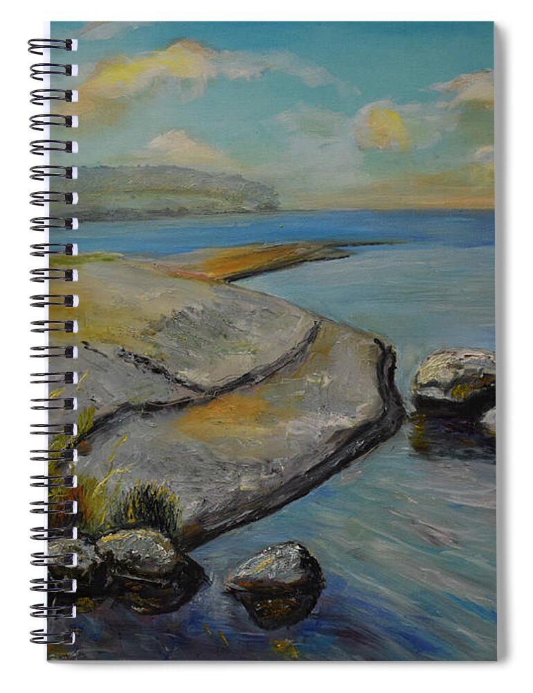 Raija Merila Spiral Notebook featuring the painting Seascape from Hamina 1 by Raija Merila