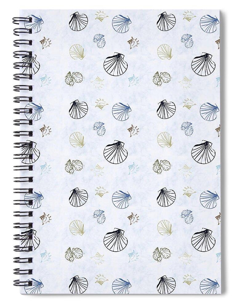 Seashell Spiral Notebook featuring the mixed media Seashell Pattern by Christina Rollo