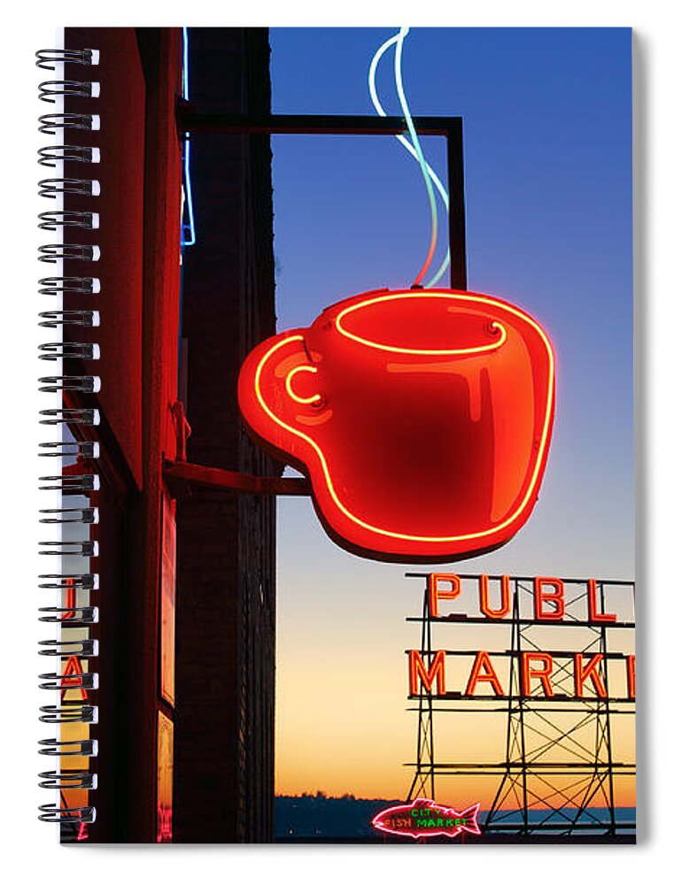 Seattle Spiral Notebook featuring the photograph Seattle Coffee by Inge Johnsson