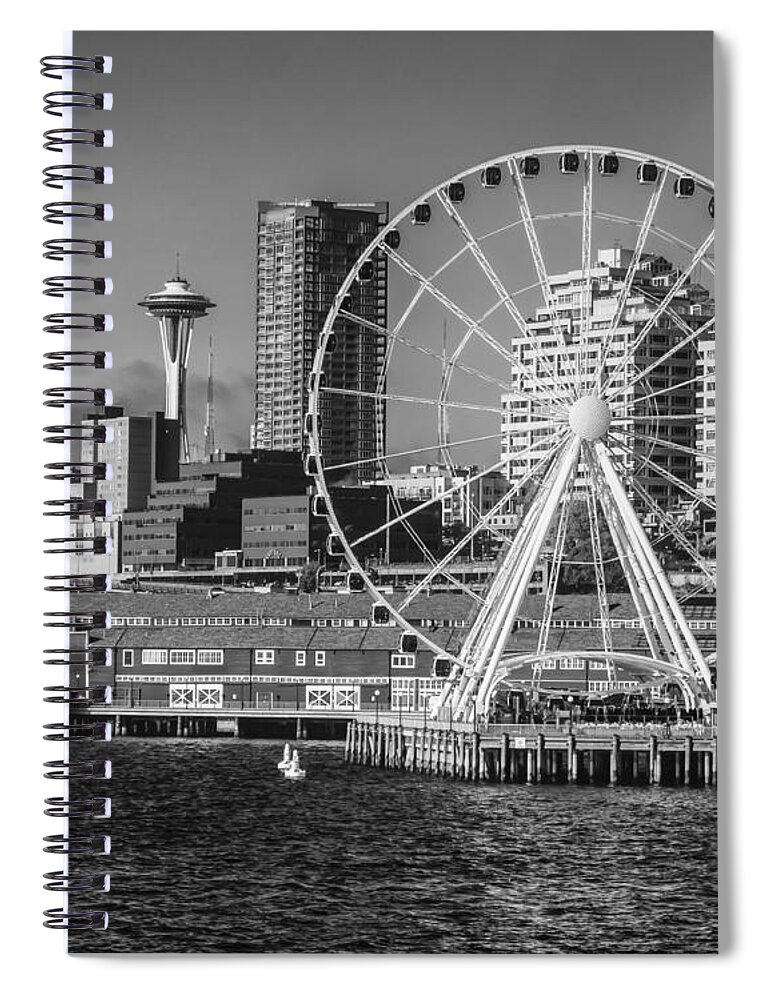 Great Spiral Notebook featuring the photograph Seattle's Great Wheel by Kyle Wasielewski