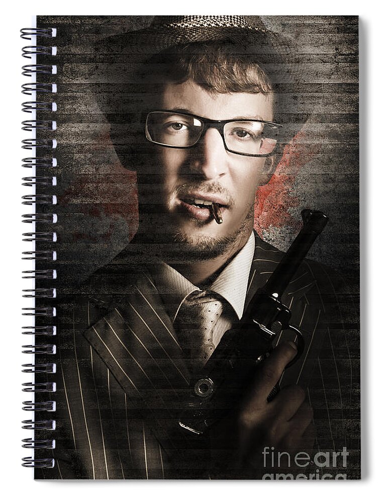 Detectives Spiral Notebook featuring the photograph Secret agent biting the bullet by Jorgo Photography