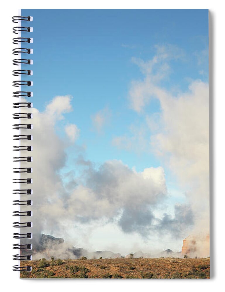 Scenics Spiral Notebook featuring the photograph Sedona Sunrise Landscape Mist by Chuckschugphotography