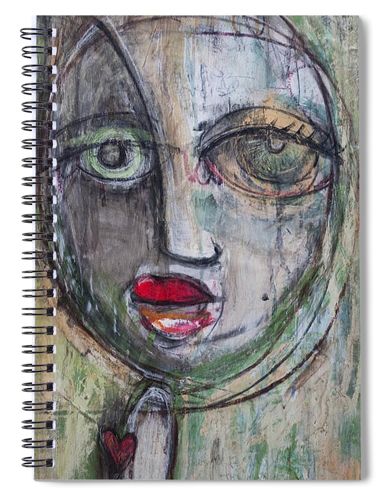 Green Spiral Notebook featuring the painting See Me by Laurie Maves ART