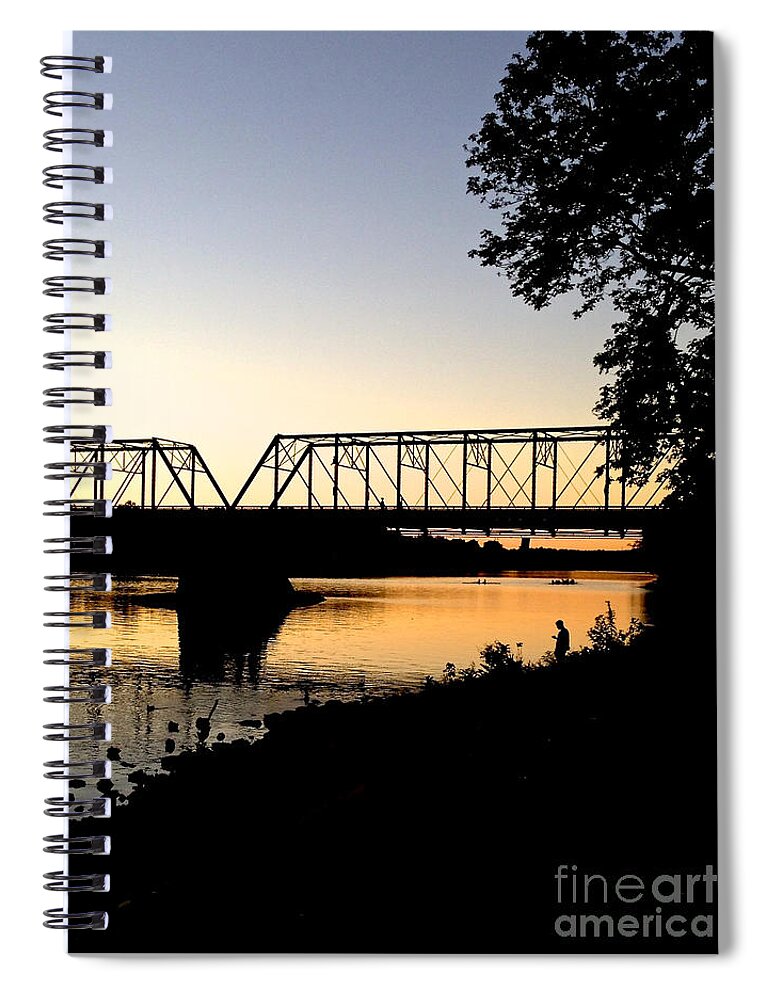 Boats Spiral Notebook featuring the photograph September Sunset on the River by Christopher Plummer