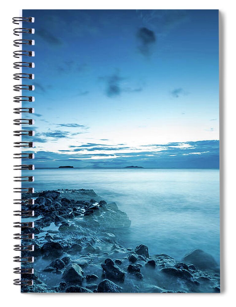 Tranquility Spiral Notebook featuring the photograph Serene Blue Beach by Jojo Nicdao