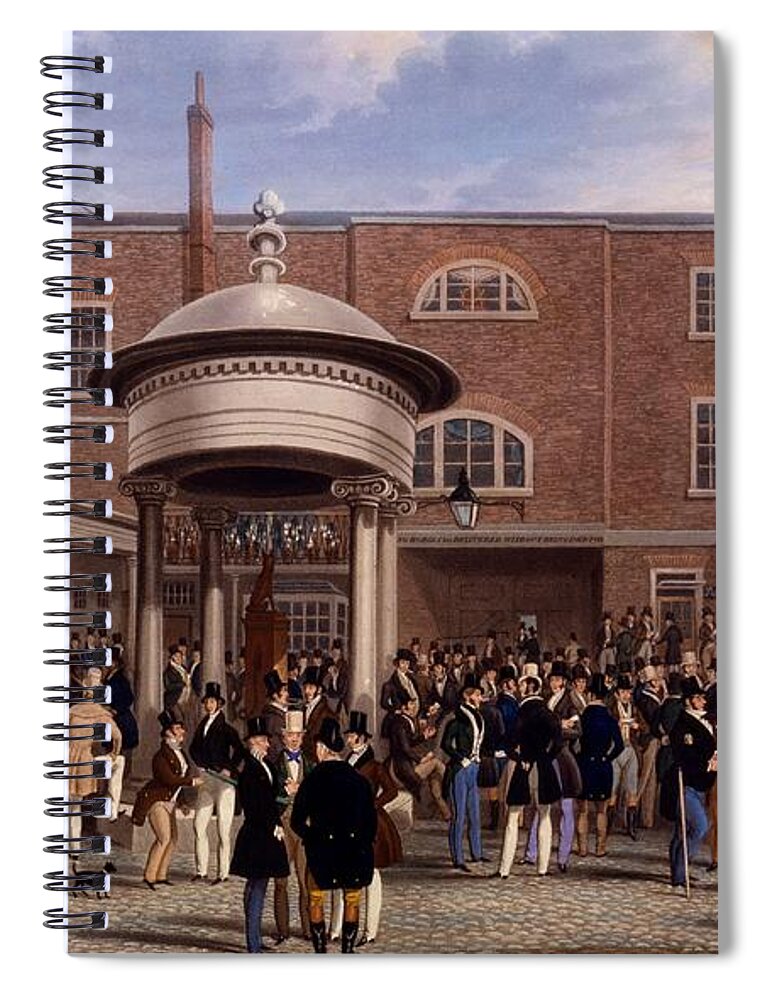 Tattersalls Spiral Notebook featuring the drawing Settling Day At Tattersalls, Print Made by James Pollard