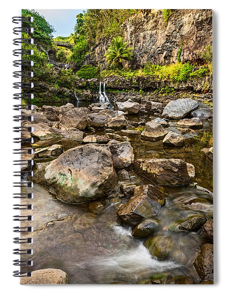 Seven Sacred Pools Spiral Notebook featuring the photograph Seven Sacred Flow by Jamie Pham
