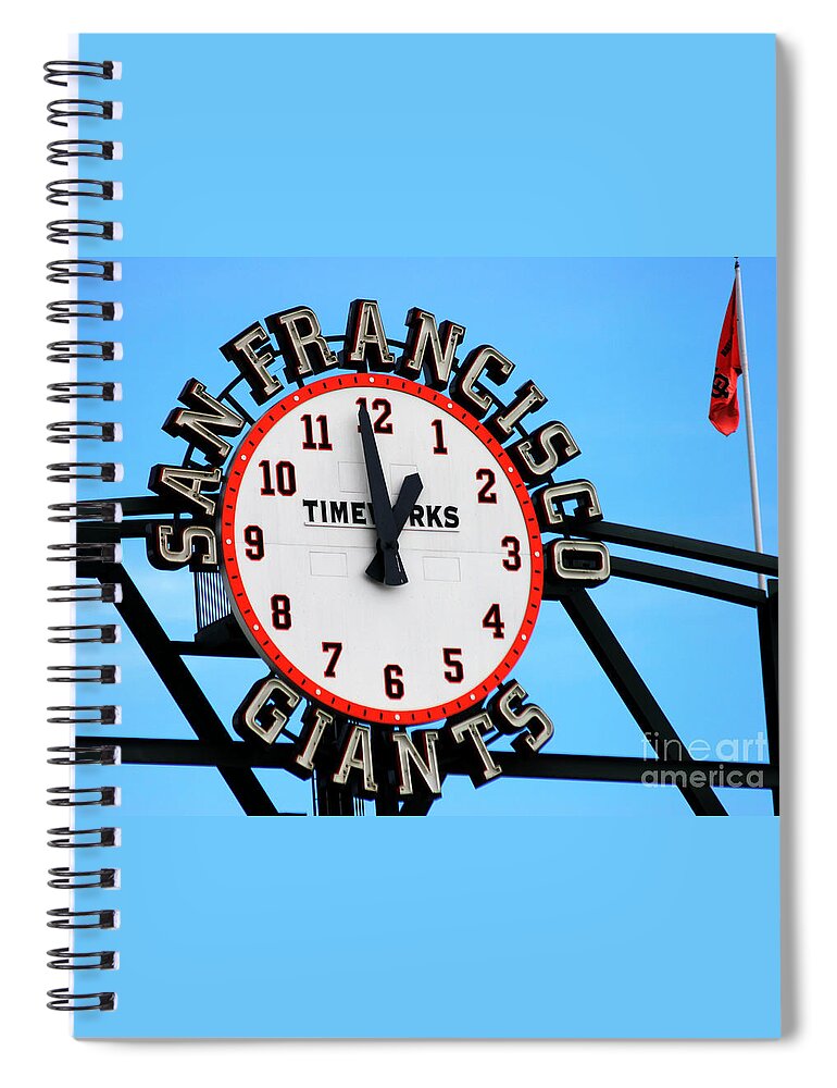 San Francisco Giants Spiral Notebook featuring the photograph San Francisco Giants Baseball Time Sign by Tap On Photo