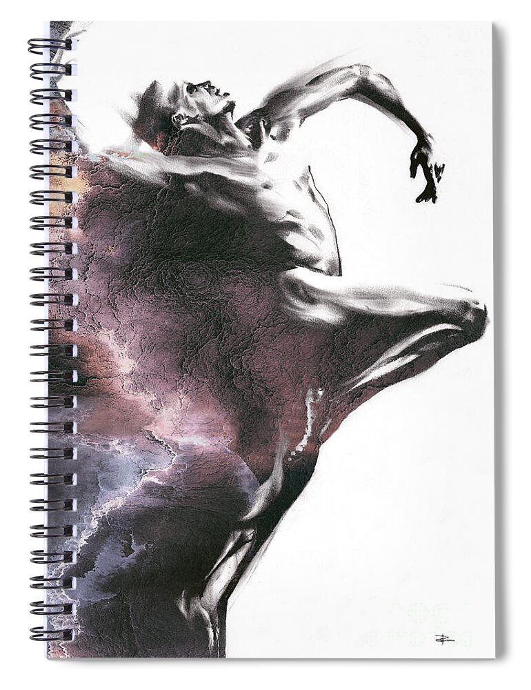 Figurative Spiral Notebook featuring the drawing Shadowtwister textured by Paul Davenport